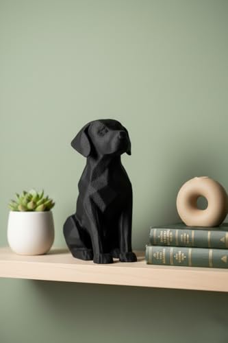 Image of Eco-Friendly Black Dog Statue - Modern Home Decor Accent | Minimalist Pet-Inspired Sculpture for Living Room, Office & Gifts