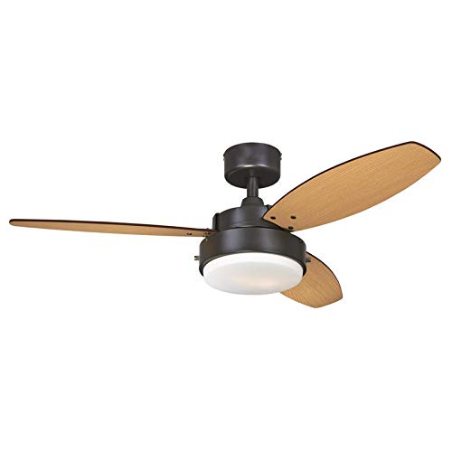 Ciata Lighting 42-Inch Alloy Indoor Ceiling Fan In Oil Rubbed Bronze Finish With Led Light Fixture In Opal Frosted Glass With Reversible Walnut/Family Oak Blades #TOP1