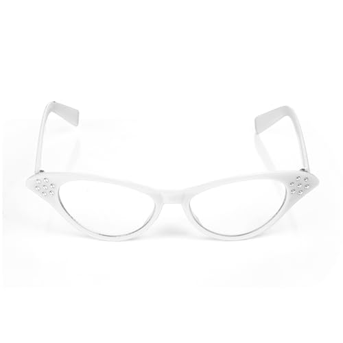 Pistha 50s Cat Eye Rhinestone Glasses for Women, White
