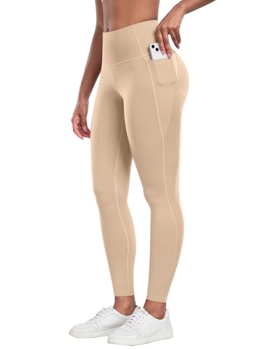 CHRLEISURE Leggings with Pockets for Women - Tummy Control High Waisted Soft Workout Yoga PantsNude XL
