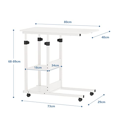 Table d'appoint mobile Dripex pour lit et balcon en version blanche - 4
