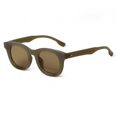 Lunettes de soleil rondes léopard vintage UV400 rivets homme femme