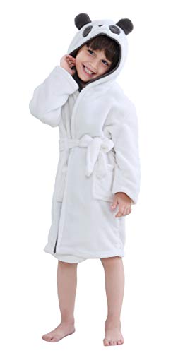 Baby Unisex Plush Animal Hooded Robe for Toddler Multicolored Sleepwear,Panada 4T