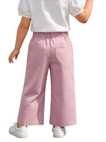 Haloumoning Toddler Baby Girl Pants Litte Kids Cute Soft Cotton Elastic Waist Bottoms with Heart Back Pocket 9M-8T Pink