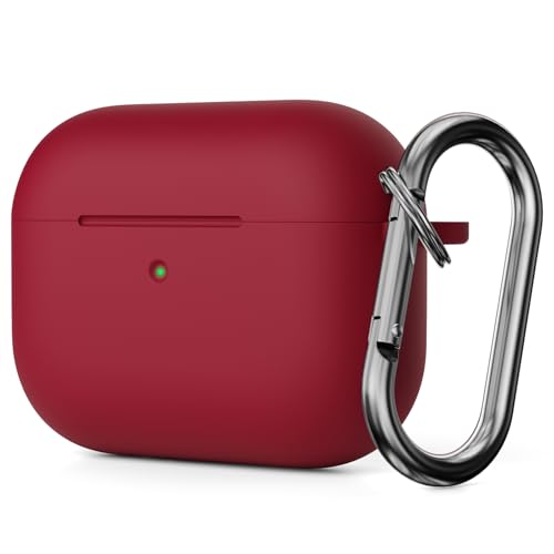 Molylove Funda de silicona compatible con AirPods Pro de 3ª generación, funda protectora para AirPods Pro 3 2025, funda de protección a prueba de golpes, LED frontal visible, rojo vino