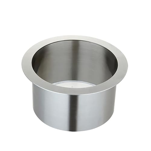 Image of Drop-in Trash Chute - 304 Stainless Steel Round Built-in Countertop Waste Trash Chute Grommet, Brushed Finish