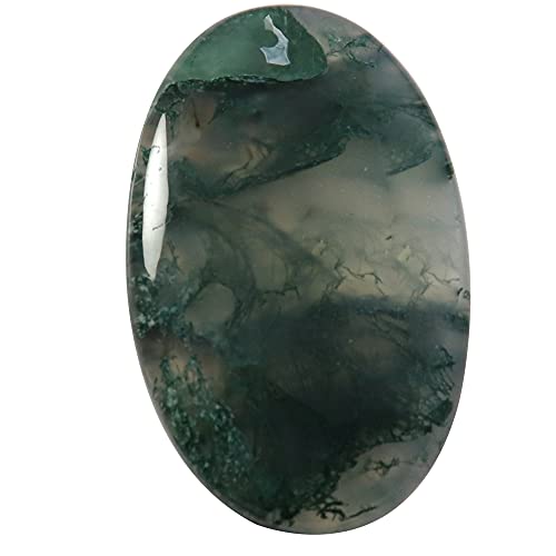 デンモアス フォレスト モス メノウ オーバル カボション 天然 ルース 宝石 49.65カラット Qh91-B09DYXQ5-AMZ, Small, ジェムストーン