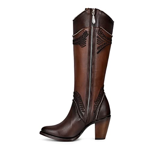 Cuadra Women's Tall Boot in Bovine Leather with Zipper Brown4