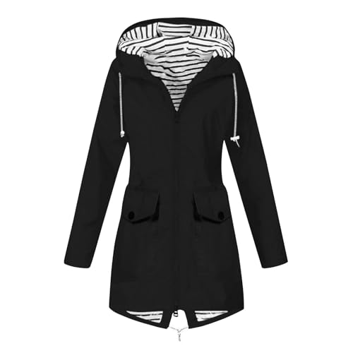 OIOLOYJM Yellow Rain Jacket Womens Waterproof with Hood Light Weight Jackets for Women Casual Fall Winter Plus Size Raincoat