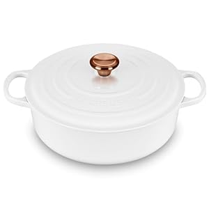 Le Creuset Signature 6.75-quart Round Wide Oven with Copper Knob – Enameled Cast Iron (White)