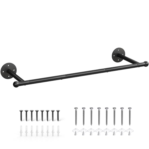 OROPY Industrial Pipe Clothing Rack, Wall Mounted Clothes Rack, Closet Rods For Hanging Clothes, 33' Multi-purpose Hanging Rod for Laundry Room, Bedroom and Closet Storage