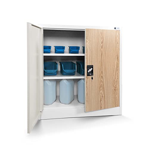 Jan Nowak Kleiner Aktenschrank C001B Büroschrank Metallschrank Aufbewahrungsschrank 2 Verstellbare Fachböden Pulverbeschichtet Abschließbar 92,5 cm x 90 cm x 40 cm (Weiß-Holzoptik) Jan Nowak Kleiner Aktenschrank C001B Büroschrank Metallschrank Aufbewahrungsschrank 2 Verstellbare Fachböden Pulverbeschichtet Abschließbar 92,5 cm x 90 cm x 40 cm (Weiß-Holzoptik)
