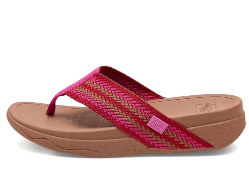 Image of FitFlop, Womens Surfa Stripe-Webbing Toe-Post Sandals, Fuchsia Rush Mix, 8.5, Medium