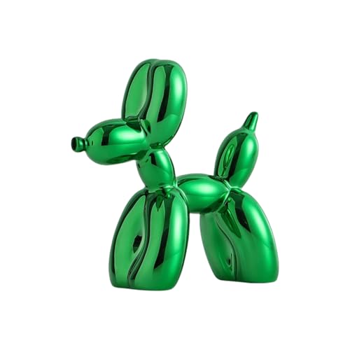YOYUMI Mini Scultura Cane Palloncino Statue - Decorazione in Resina con Superficie Brillante, Decorare il Soggiorno Camera da Letto Vetrina e Ufficio, Verde 9,5 * 9,5 * 4 cm