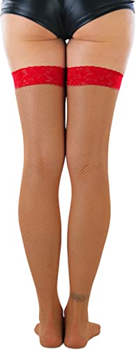 Image of ToBeInStyle Women's Fine Classic Fishnet Thigh High Stretch Nylon Novelty Stockings