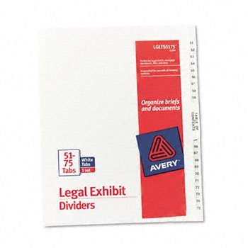 Avery White Legal Index Dividers INDEX,SDE TABD,51-75,LTR (Pack of30)