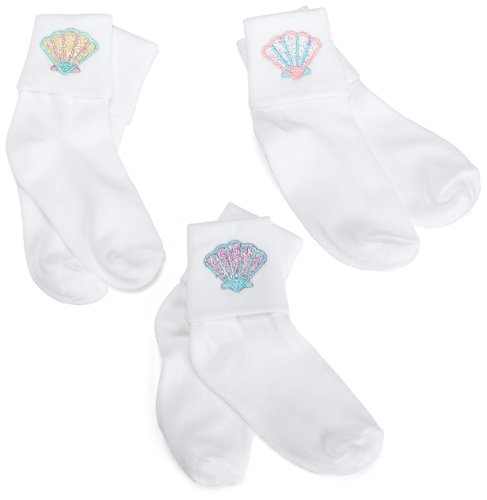 Jefferies Socks Big Girls' Beachy Fish Applique (Pack of 3)