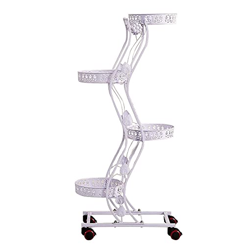 ZLBIN blumentreppe Metall Gestell Pflanzenregal/RostbestäNdiges Glattes/Blumentopf Deko Blumentreppe,Bremsrolle Cover