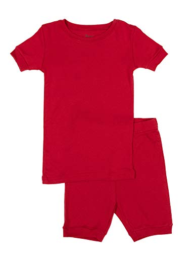 Leveret Kids Pajamas Boys & Girls Shorts Solid Red 2 Piece Pajama Set 100% Cotton Size 5 Toddler