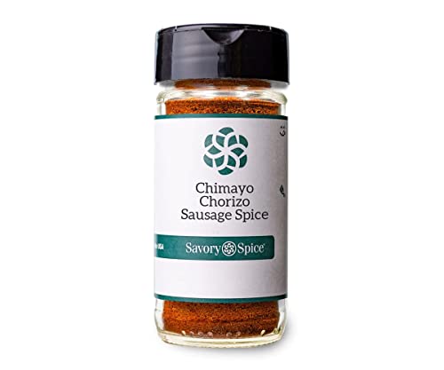 Savory Spice Chimayo Chorizo Sausage Spice - Chorizo Seasoning Mix with Chimayo Red Chiles | Add Chorizo Spice Blend to Ground Pork for Mexican-Style Chorizo (Medium Jar - Net: 2.3 oz)