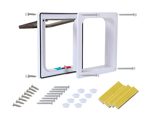 Rikounan-Katzentuer-mit-4-Wege-Verriegelung-leise-Haustiertueren-fuer-Katzen-grosse-Katzentueren-Innen-und-Aussentueren-einfache-Installation-Premium-Katzenklappe-Tuer-Katzen-kleine-Hunde-Medium-weiss