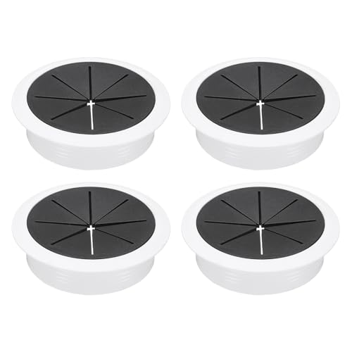 uxcell 4 Pcs Desk Grommet, 3.15 inch 80mm Desk Cable Hole Cover Wire Hole Insert for Home Office Table Cabinet Cord Organizer, Black/White