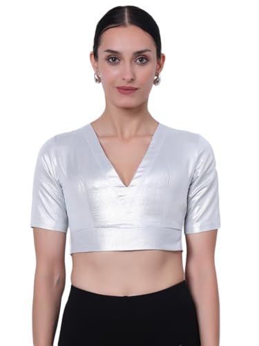 Image of Thevasa Women's Everyday Divine Depth V Neck Half Sleeves Blouse