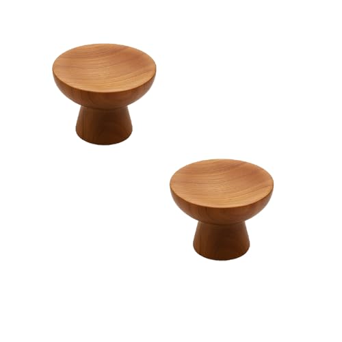 Image of 2 Piece Teak Wood Drawer Knob| Round Wooden Cabinet & Wardrobe Door Handle | Natural Finish Furniture Knob for Cupboard, Kitchen Drawer, Dresser & Home Decor Hardware Modern Style - 1.5 Inch
