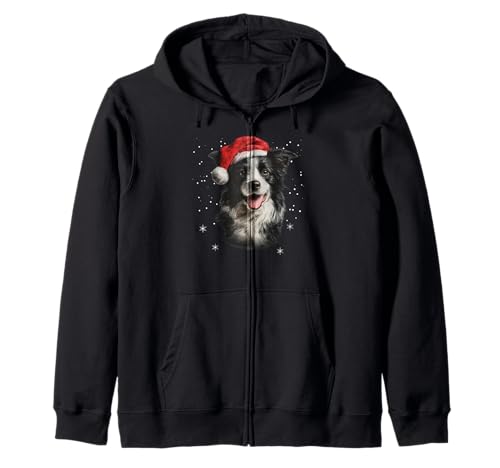 Border Collie Chapeau de Père Noël Amusant pour Chien Sweat à Capuche