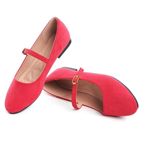 Image of LUXINYU Women's Slip on Flats,Classy Round Toe Solid Classic Mary Jane Ballet Dance Shoes Soft Comfortable PU Flat Shoes
