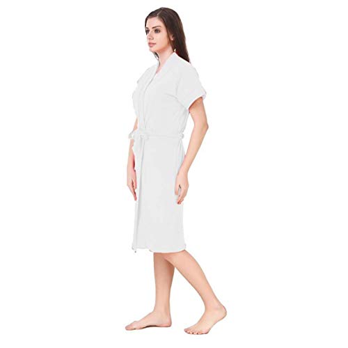 Image of bathrobes terry cotton free size bathrobe for women, bathsuit fit up to 42 inches chest size ladies - Luxury White bathrobe