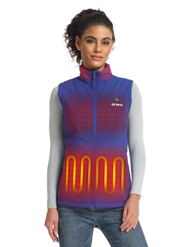 ORORO Quilted Heated Vest for Women, Lightweight Quilted Heating Vest with USB-C Rechargeable Battery (Blue,S)