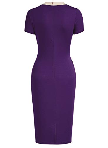 Women Vintage Ruffle Business Colorblock Work Church Pencil Dress2