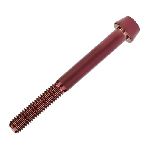 Image of Titanium Ti Bolt M5x9 16 18 20 25 30 35 40 45 50 55 60mm Tapered Head Screws Pack of 4 (M5x60mm, Burgundy)