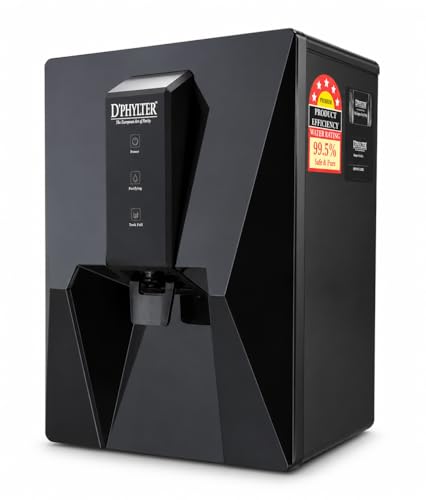 Image of D'PHYLTER Alkaline RO Water Purifier Filter for Home, 9L, Piano Black | 8-stage RO+UV+UF, TDS controller, copper & alkaline minerals, 9L tank, for borewell tanker & municipal water to 2000 PPM