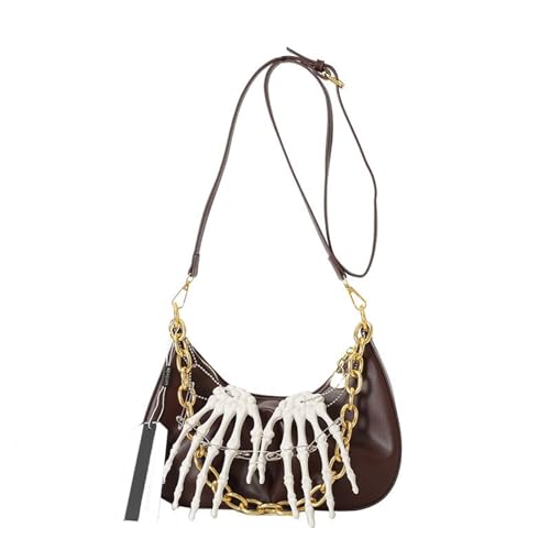 Sac punk femme esthétique grunge avec chaîne en métal et bandoulière noire