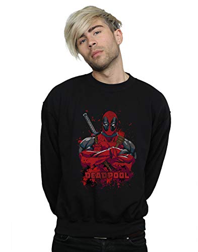 Image of Marvel Men's Deadpool Pose Splat Sweatshirt Black XX-Large