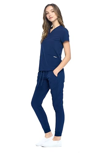 Dagacci Medical Uniform® Scrub Set – V-Neck Scrub Top & Elastic Jogger Pant Scrubs for Women Set and Men Unisex 8 Pockets