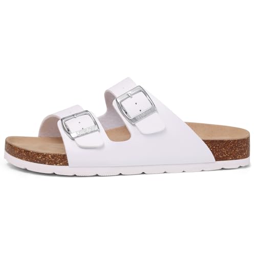 Image of Litfun Unisex Cork Footbed Sandal Summer Slip On Slide Sandals with Adjustable Buckle for Women Men