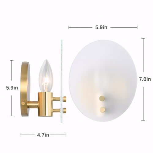 Image of Modern Candle-Inspired Brass Wall Sconces, Room Decor Wall Light Fixture with Oval Style Frosted Glass Shade, Wall Mount Light, Wall Lamp for Bedroom,Living Room, Bedside, Bathroom