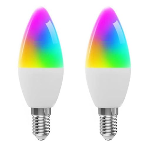 Mujapen 2X Tuya E14 �X�}�[�g�d�� �����\ 5�E�F�C �X�p�C���� �L�����h���d�� WiFi RGB �d�� �����R���Ɖ����R���g���[�� 7W