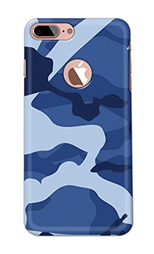 Image of Printed Hard Back Cover Case for Apple iPhone 7+ Plus Logo | iPhone 8+ Plus Logo Back Cover (Army Blue Pattern) -1302