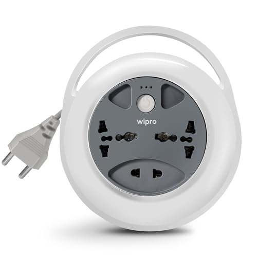 Image of Wipro North West Flex Box Extension Cord with 2 Universal 3 Pin Socket & 1 Units of 2 Pin Sockets, with Master Switch & Indicator | 5 mtr Long Copper Wire | Power Strip for Home, Office | Pack of 1