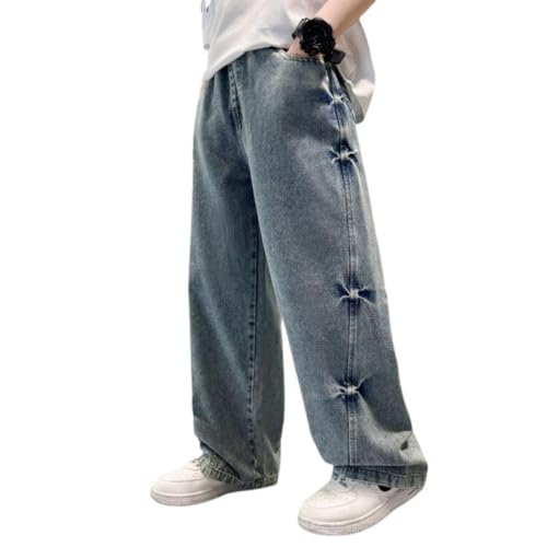 Baggy Jeans for Kids Y2K Straight Wide Leg Casual Elastic Waist Loose Fit Denim Pants Vintage Jeans with Pockets3