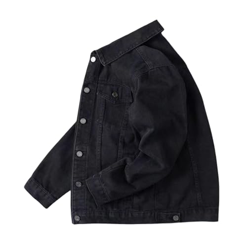 Modeewel Chaqueta vaquera para hombre, chaqueta vaquera para exteriores, ajuste regular, chaqueta de primavera, abrigo vaquero ligero, chaqueta vaquera, lavable, chaqueta vaquera, chaqueta vaquera