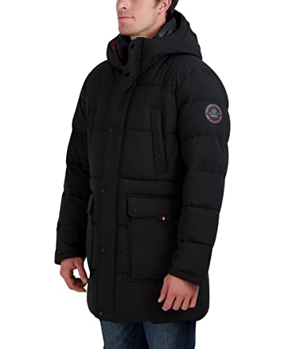 Image of HFX Men's Water Resistant Jacket Long Sleeve Zip Up Heavyweight Hood Quilted Stretch Parka Coat