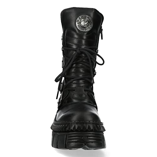 New Rock WALL373-S6 Mens Black Leather Platform Goth Punk Boots4