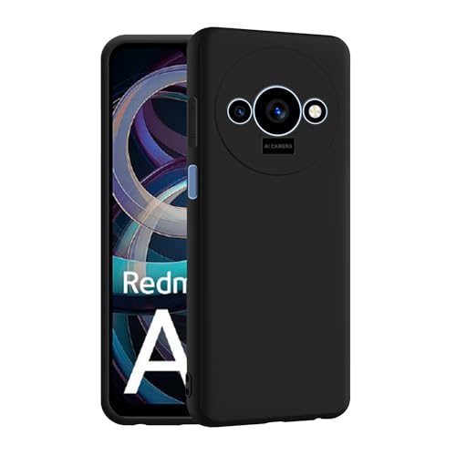 CEDO Redmi A3 / Redmi A3x / Poco C61 (4G) Back Cover | Camera Bump Protection & Inner Velvet Fabric Lining | Ultra Slim Matte Soft Rubberised Case Cover (Black)- Best and cheap mobile covers in India