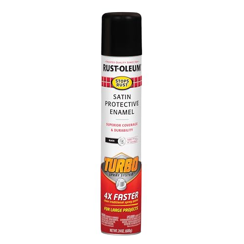 Rust-Oleum 393378 Stops Rust Turbo Spray Paint, 24 oz, Satin Black