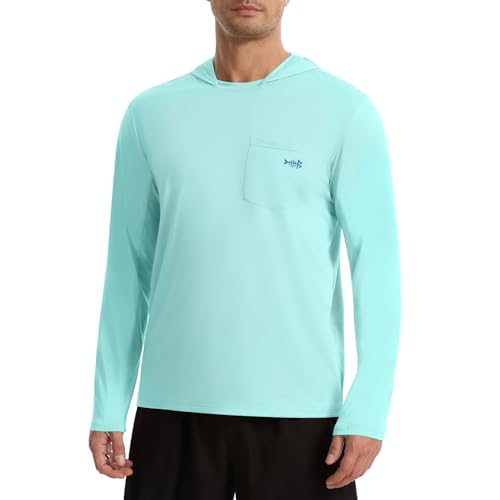 Image of BASSDASH Men's UPF 50+ Fishing Hoodie Shirts with Chest Pocket Lightweight UV Sun Protection Long Sleeve Hiking Sports FS34M